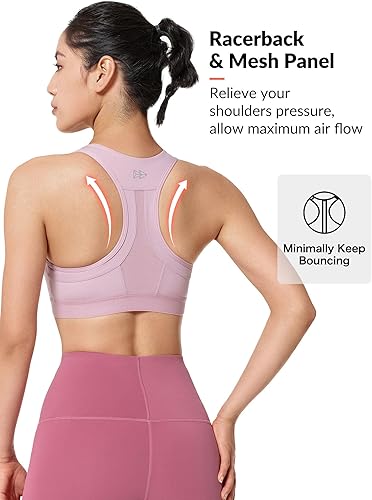 Miniatura 2 de Yvette Sujetadores deportivos de alto impacto para mujer, con cremallera frontal, brasier deportivo de talla grande para entrenamiento, fitness,