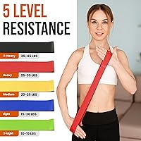 Vista 2 de Medstation Juego de 5 bandas de resistencia para ejercicio, pilates, yoga y terapia física, látex natural con bolsa de transporte