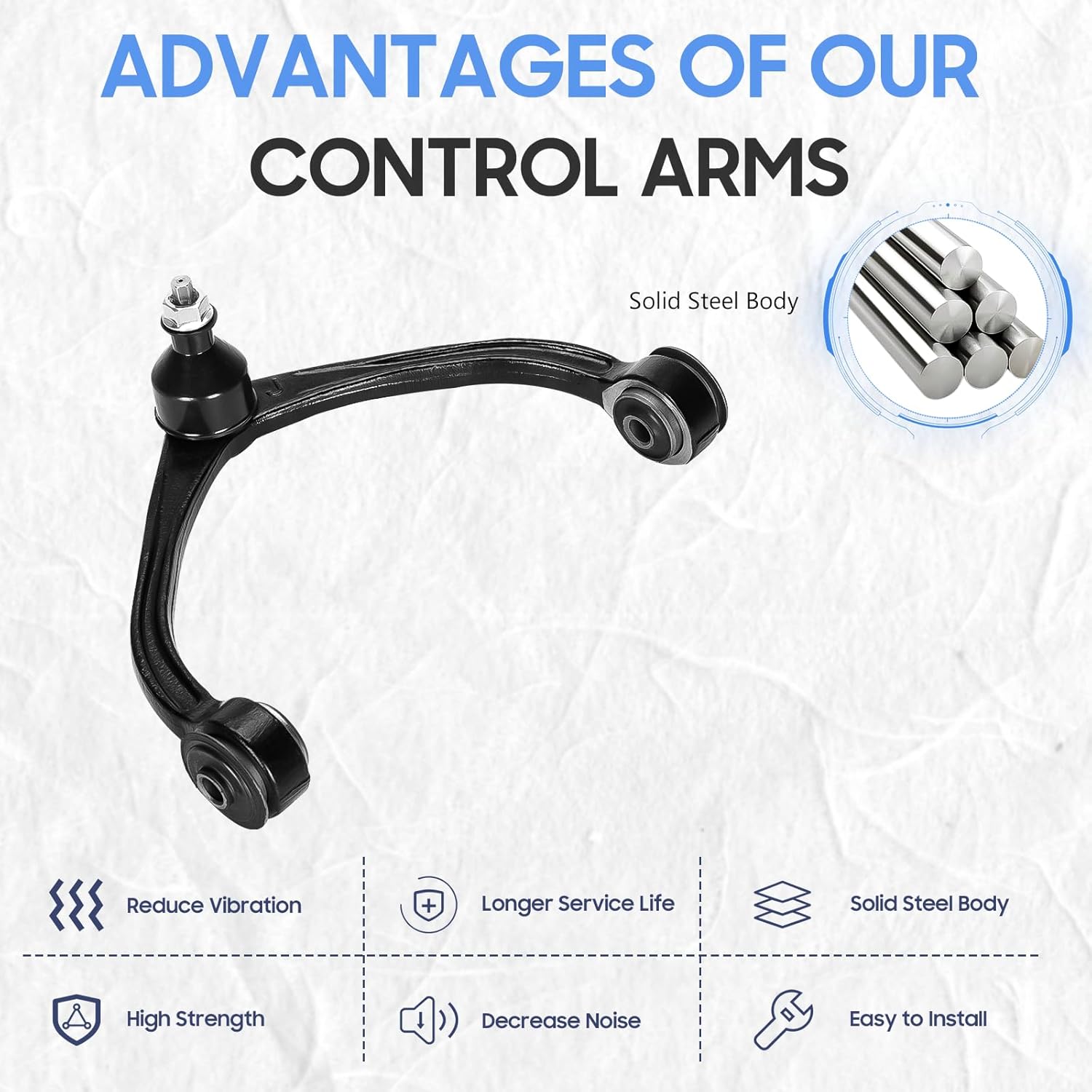 Front Upper Control Arms w/Ball Joints & Front Lower Ball Joints Suspension Kit for 2005-2010 Dodge Dakota, 2011 Ram Dakota, 2006-2009 Mitsubishi Raider (10PCs)