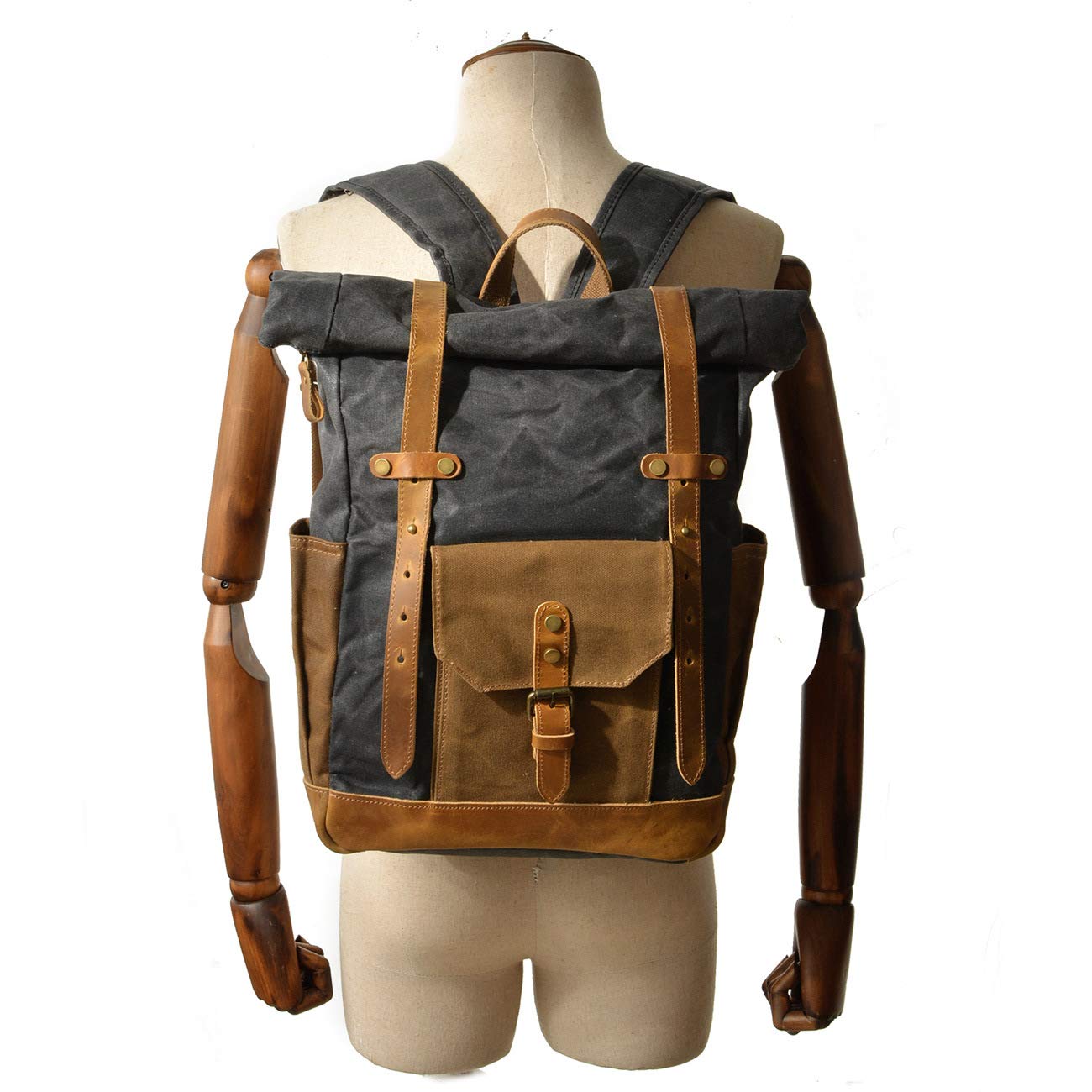 Zaino Per Computer Vintage In Tela Cerata Per Donna/Uomo Zaino Per Escursionismo All'aperto Retro Satchel Bookbag