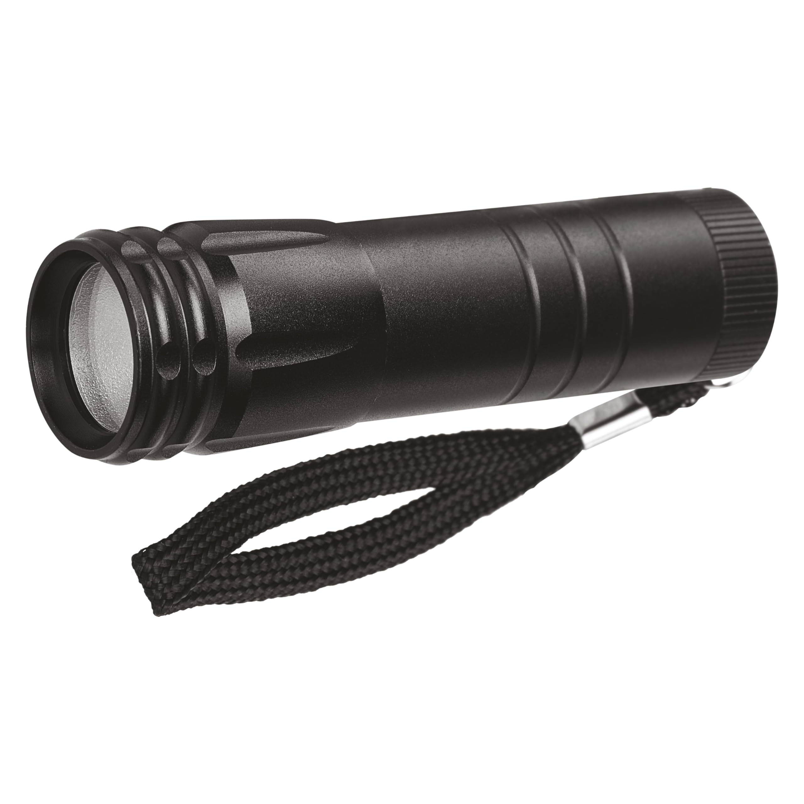 EMOS LED Mini Torch with Loop, IP43 Waterproof Metal Household Lamp, Luminous Flux 100 Lumens, 20 m Beam Range, Battery Operated, Black