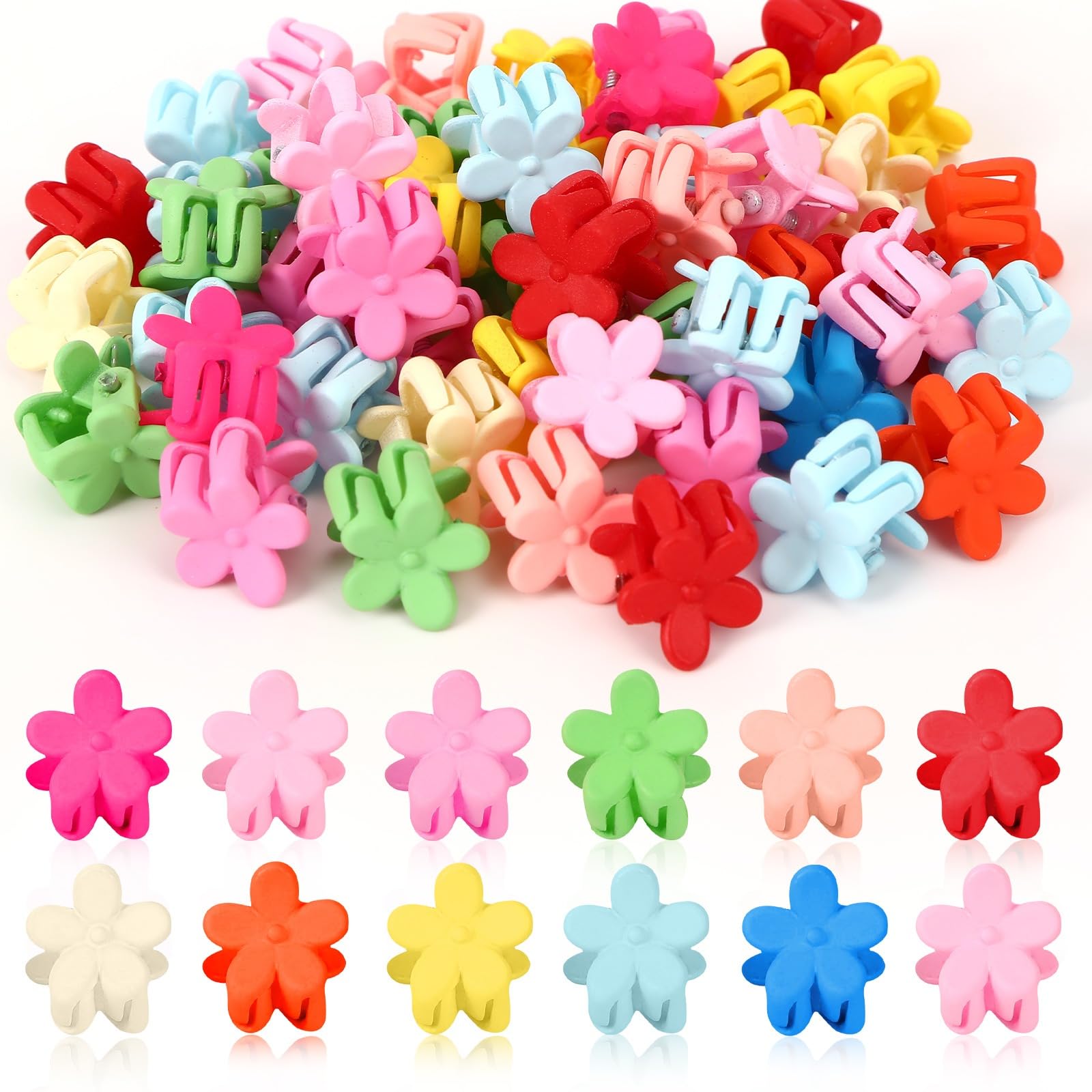JANYUN50 Pcs Colorful Mini Hair Claw Small Hair Clips Clamps Hair Accessories for Women Decorative Bun Tiny Hair Clips, Assorted Colors (Floral)