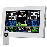 Stazione Meteo con Sensore Esterno, Barometro Digitale LCD Wireless a Colori DCF