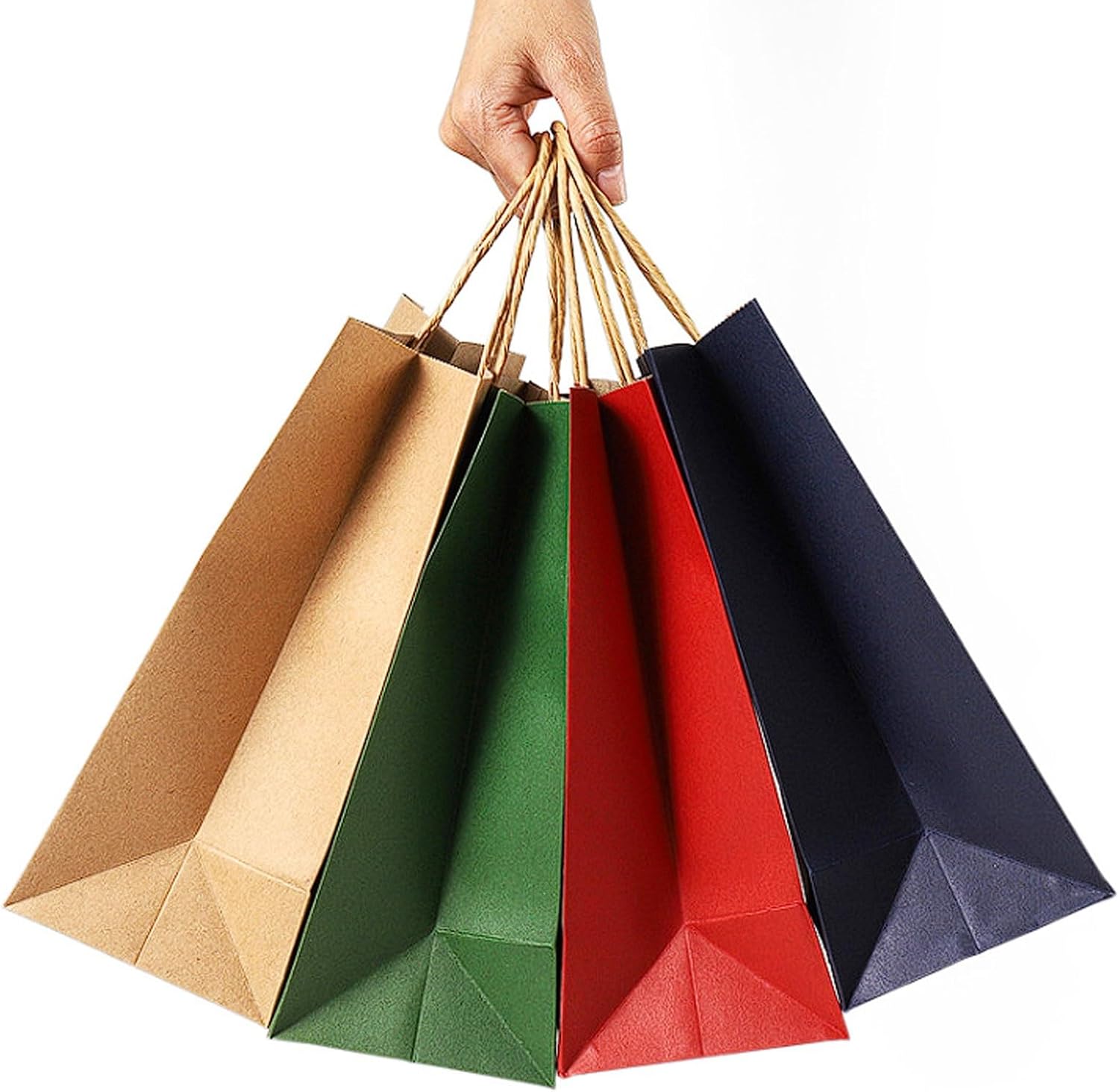 Hja Boutiques US 20-Pack Kraft Paper Takeout Bags Heavy Duty 180g Tote Bags for Clothing Store, Apparel, Boutique, Promotional Packaging Gift Wrapping Supplies(Rojo)