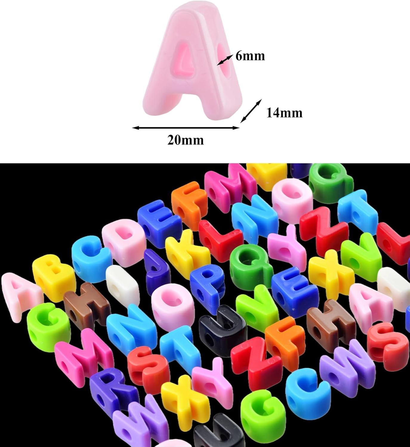Large Letter Beads Large Hole Bubble Big Chunky Letter Beads 52pcs A-Z Acrylic Alphabet Bubble Bead for Paracord Bead Bag Charm Keychains Crafts Education Leaning - Image 2