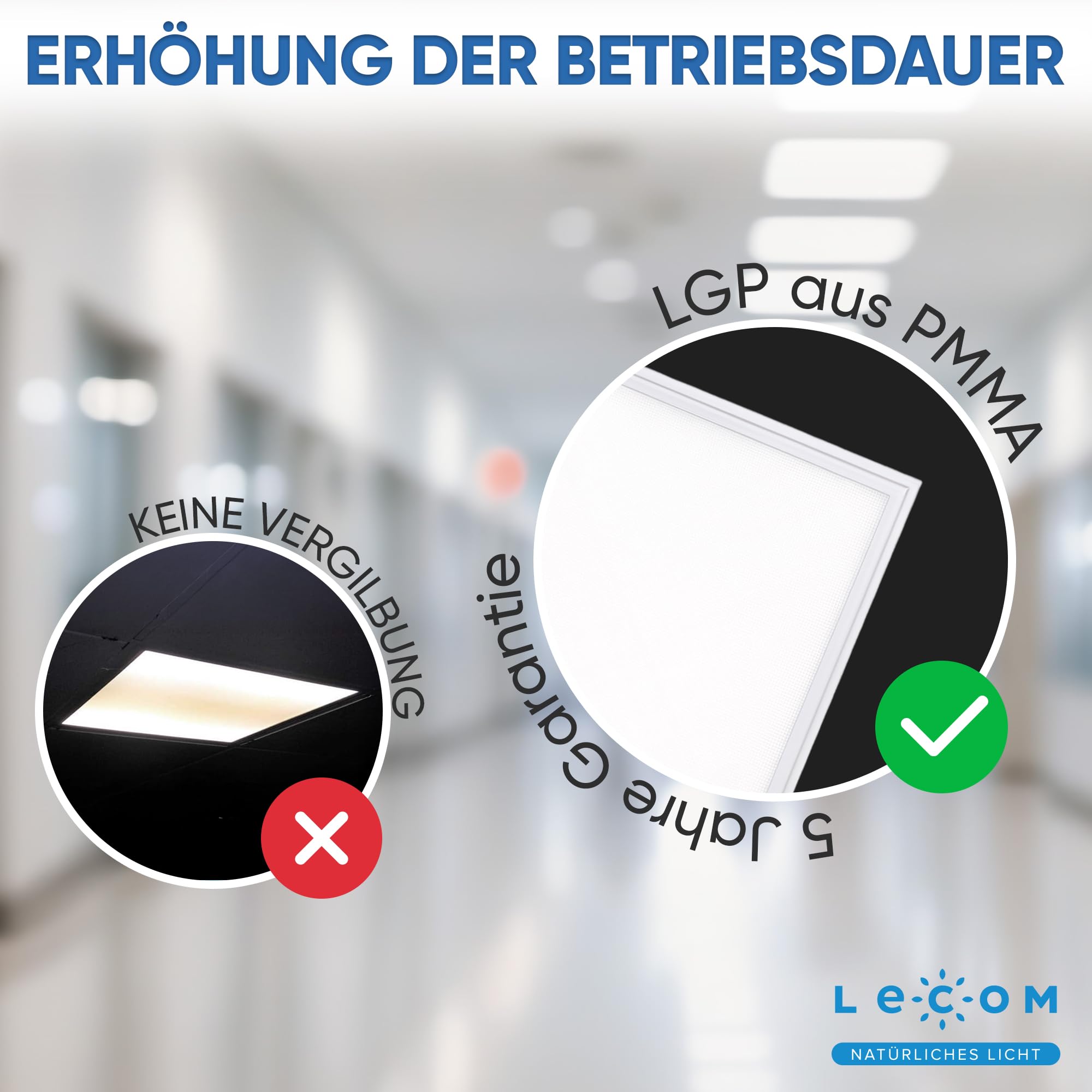 LECOM LED Panel 62x62 Neutralweiß 24W 4500lm Rasterdecke Büroleuchte Flach | Für professionelle Arbeitsbereiche. Energieeffiziente Alternative zu klassischen Rasterleuchten in Büro, Klassenraum, Praxis.