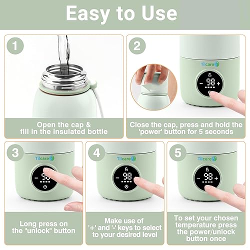 Miniatura 4 de Calentador de biberones portátil para viajes, calentador de leche para biberones de 17 onzas, 12 horas, calentador de botellas de viaje de calor