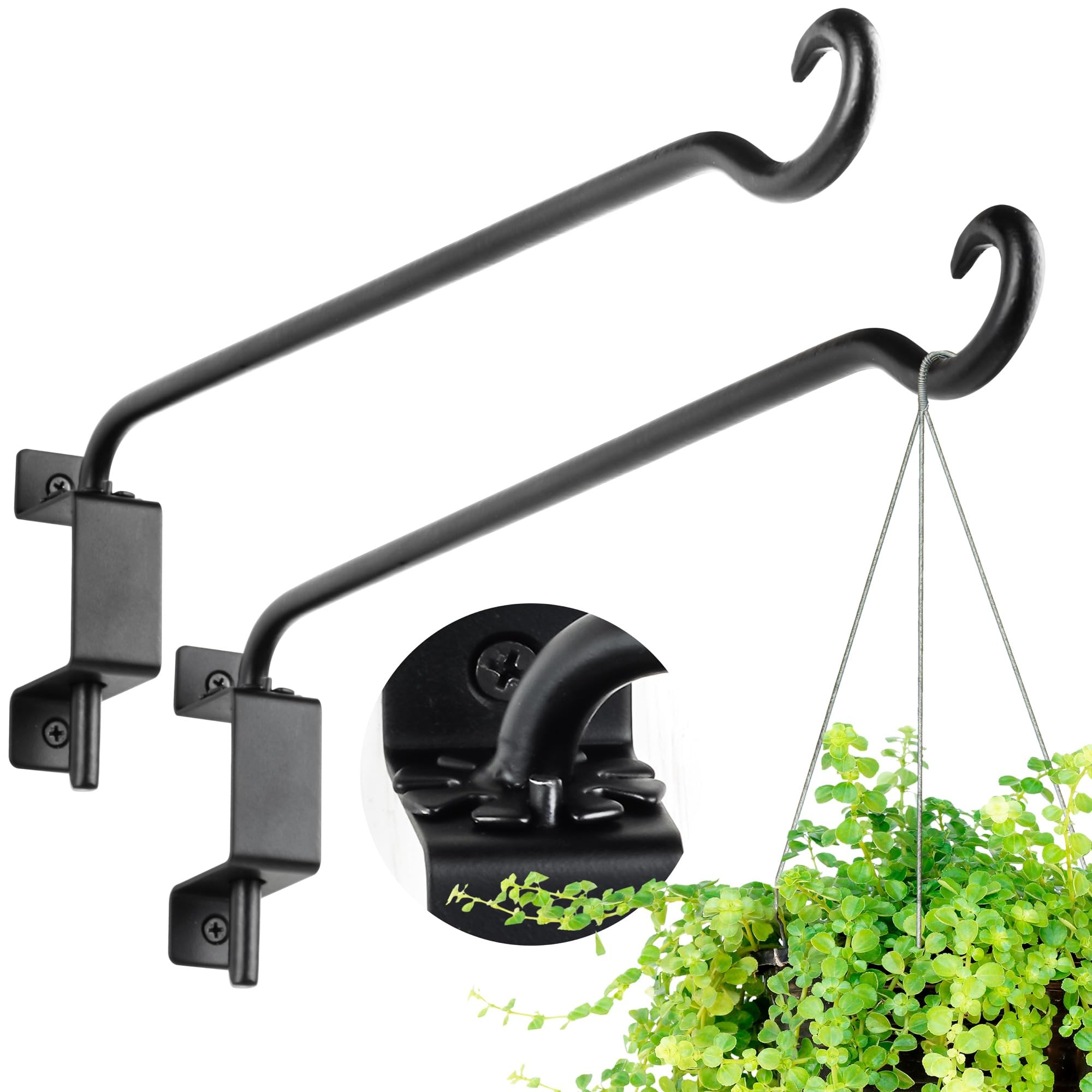 AJART Bird Feeder Hangers Outdoor: Swivel Hanging Plant Bracket for Wall Mount 12 Inch - 2 Pieces Hummingbird Feeder Hook for Flower Basket
