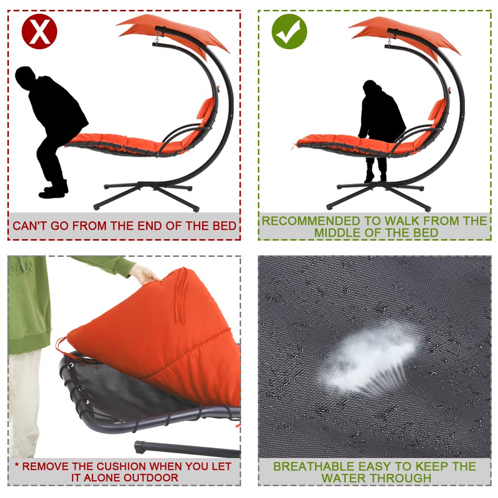 Buy Hammock Chair Lounge Chair w/Builtin Pillow and Removable Patio