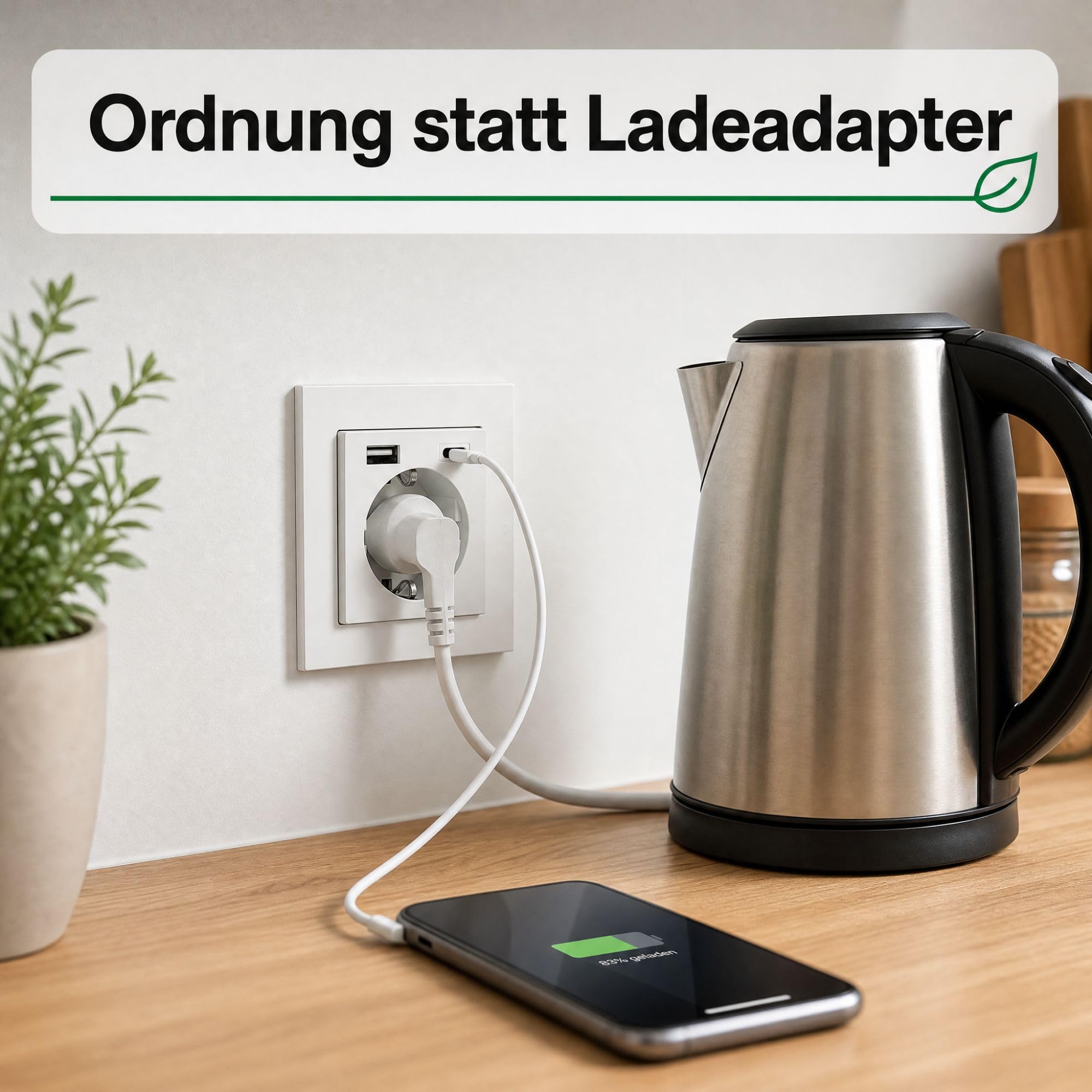 USB-Steckdose chargeMax unter Putz USB-A + USB-C mit Rahmen Ausführung 2USB, Tiefe nur 32mm, Set mit Abdeckung Gira E2 reinweiß matt