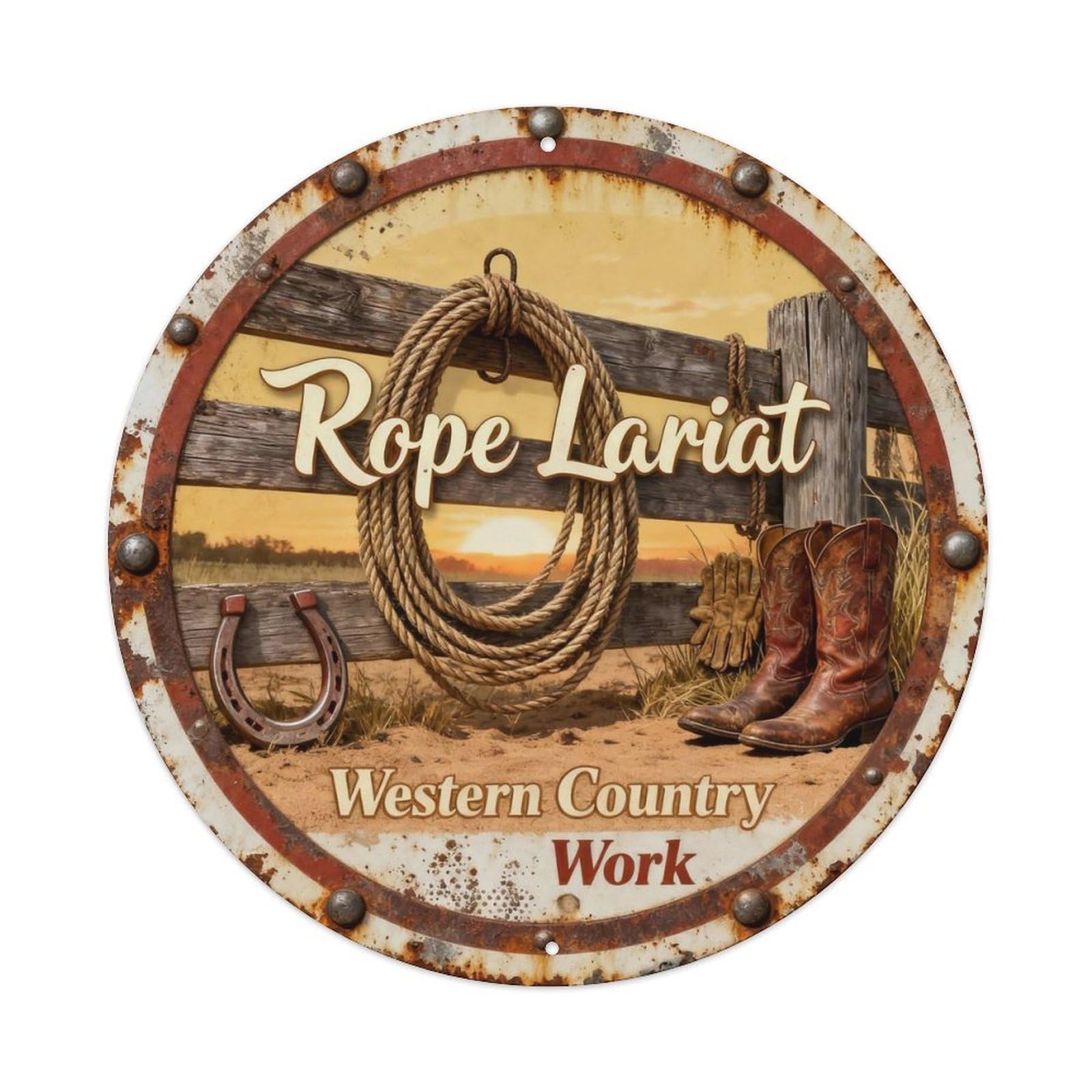 Ranch Rope Lariat Metal Tin Sign Plaque