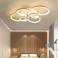 Vista 12 de Ganeed Lámpara de techo LED regulable, moderna lámpara de techo de 4 anillos con control remoto, 60 W, luces de techo doradas para sala de estar