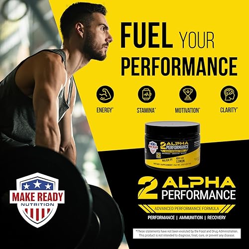 Miniatura 5 de 2ALPHA Performance Lemon -8.11 oz  Bebida energética en polvo (250 mg de cafeína) con L-glutamina, vitamina C, vitamina B12 y calcio