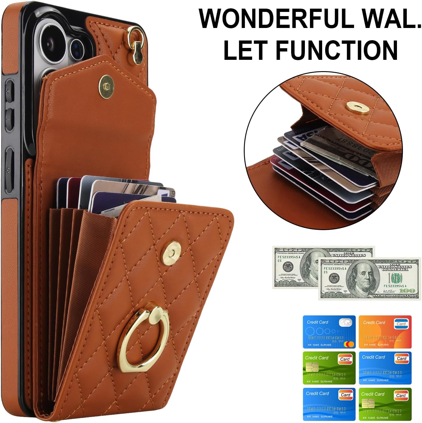 Asuwish Phone Case for Samsung Galaxy S26 Ultra 5G Wallet Cell Cover with Tempered Glass Screen Protector Wrist Strap Ring RFID Blocking Card Holder S26Ultra 26S S 26 26Ultra SM-S948U Women Men Brown