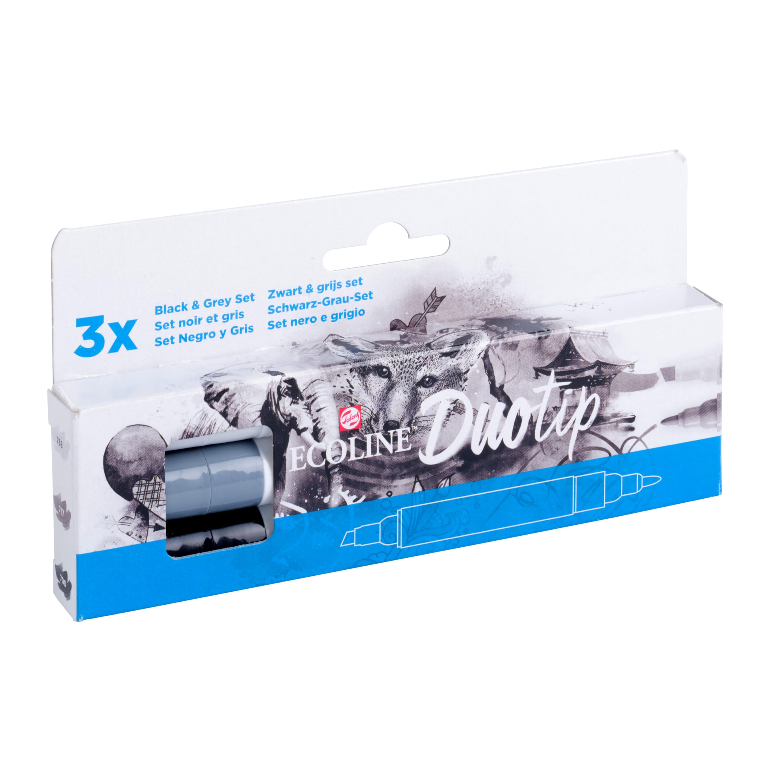 Talens Ecoline Duotip marker set Black & Grey | 3 colours (11609902)