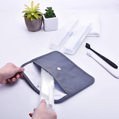 Miniatura 6 de Estuche portátil para cepillos de dientes de viaje, 5 piezas, soporte para cepillos de dientes de viaje, plástico duro, a prueba de polvo,