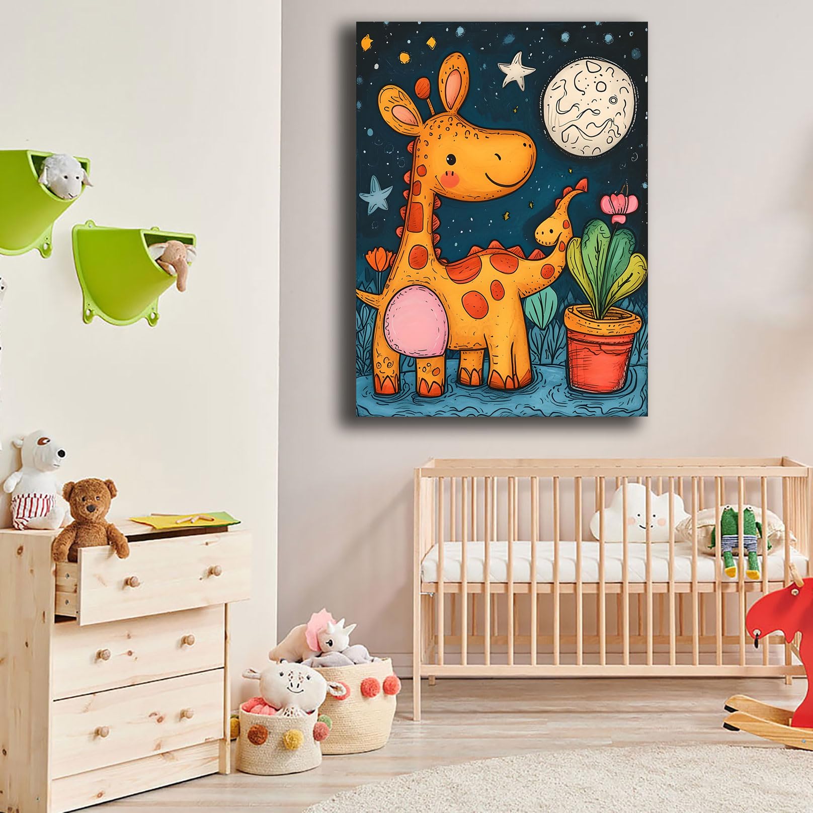 Quadro su Tela Cameretta Bambini Animali – Decorazioni Parete Nursery Neonato, Stampa Moderna per Cameretta Bimbo e Bimba, Quadri Decorativi per Casa Asilo (7, 50x70 cm, Canvas intelaiato)