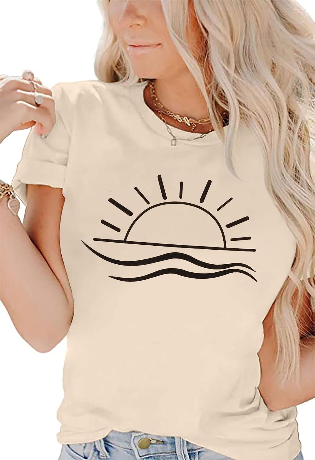 Summer Shirt Women Hawaiian Beach Tee Sunshine Graphic Vacation Top image 4