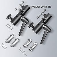Vista 9 de NEEWER Camera Flash Bracket H Type Mount with Umbrella Softbox Holder, 180° Swivel Adjustable Metal Light Stand Adapter with 1/4" to 3/8" Screw