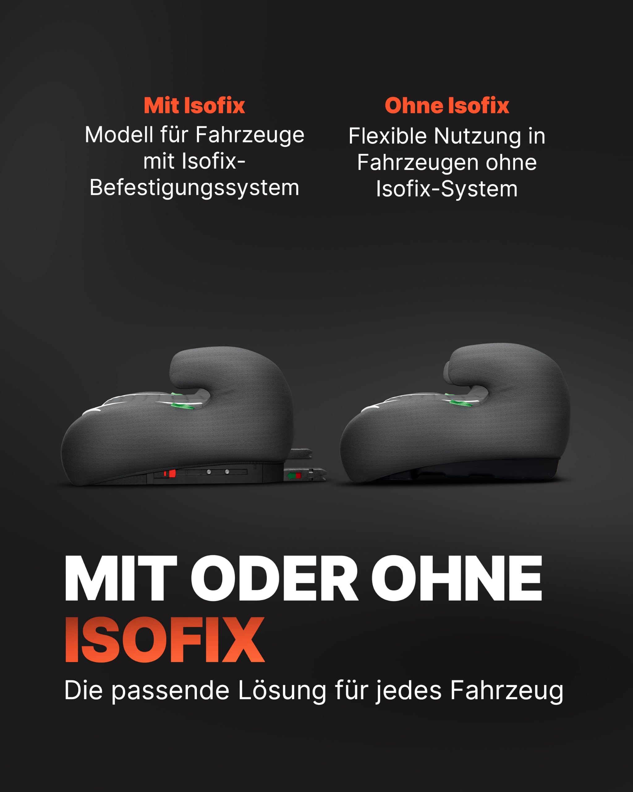 Sitzerhöhung Auto Kinder - inkl. gratis Zusatzbezug - Kindersitz - 15-36kg - ab 125 cm - neueste Norm ECE R 129 - Extra dicke Polsterung der Sitzschale mit Premium Wabenmuster
