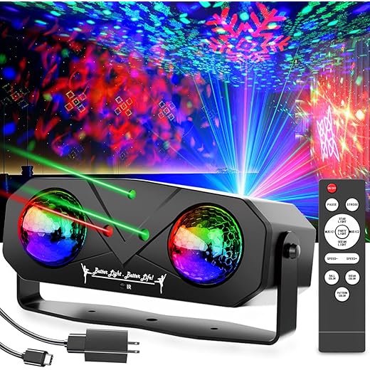 Amosamz Party Disco Ball Disco Light Strobe Ocean Star Projector Dj Dance Light Sound Activated With Remote Control For Karaoke Ktv Club Parties Wedding Bar Festivals Stage Birthday Dance