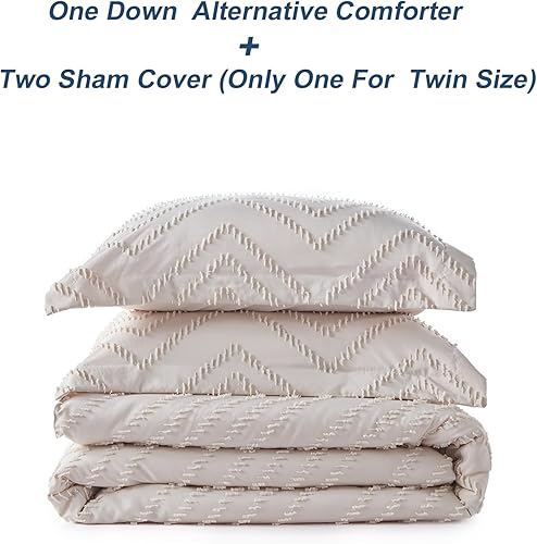 Miniatura 7 de Anluoer Juego de edredón Queen  Edredones alternativos de plumón copetudo con 2 fundas de almohada, suave, bohemio, tamaño Queen, ligero, para todas