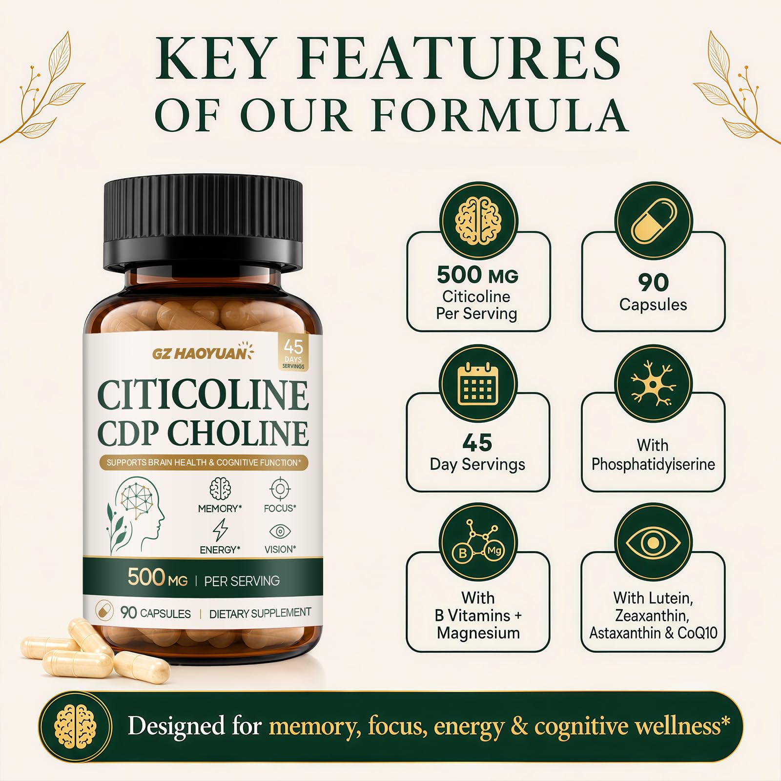 Citicoline 500 mg - CDP Choline Capsules — Amazon image 5