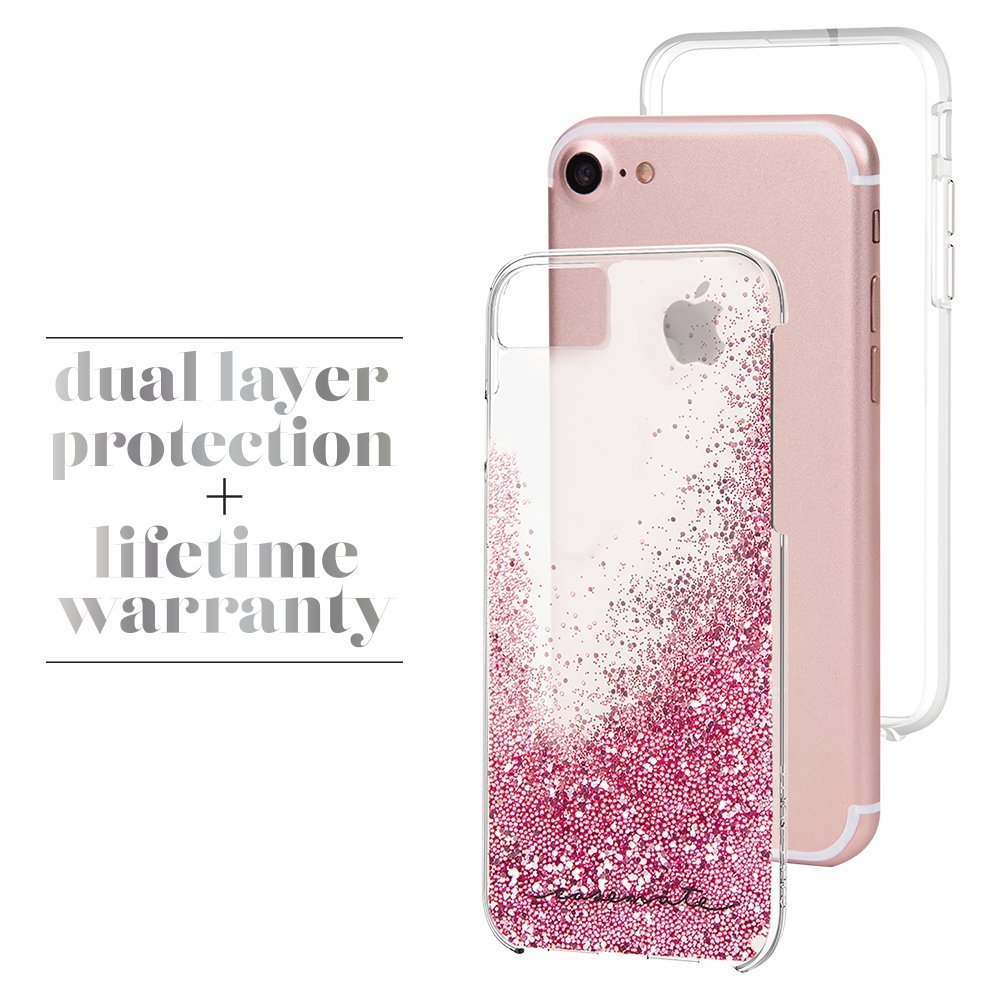 Case-Mate iPhone 8 Case - WATERFALL - Cascading Liquid Glitter - Protective Design for Apple iPhone 8 - Rose Gold