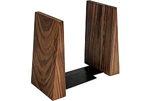 Walnut Wood Bookends for Heavy Books - Non-Skid, Sturdy, Decorative Bookends for Shelves