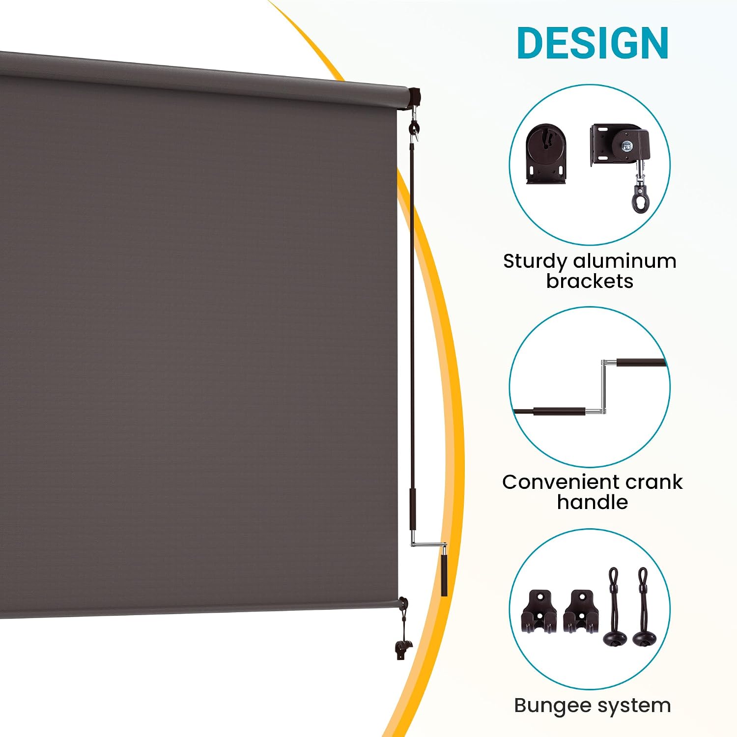 Integrated Outdoor Roller Shades 8' W x 8' H, Assembly Free Patio Blinds with 420GSM Upgraded Fabric, 95% UV Blockout Roller Window Shades, Sun Shades Outdoor Patio with Crank Handle for Indoor, Patio