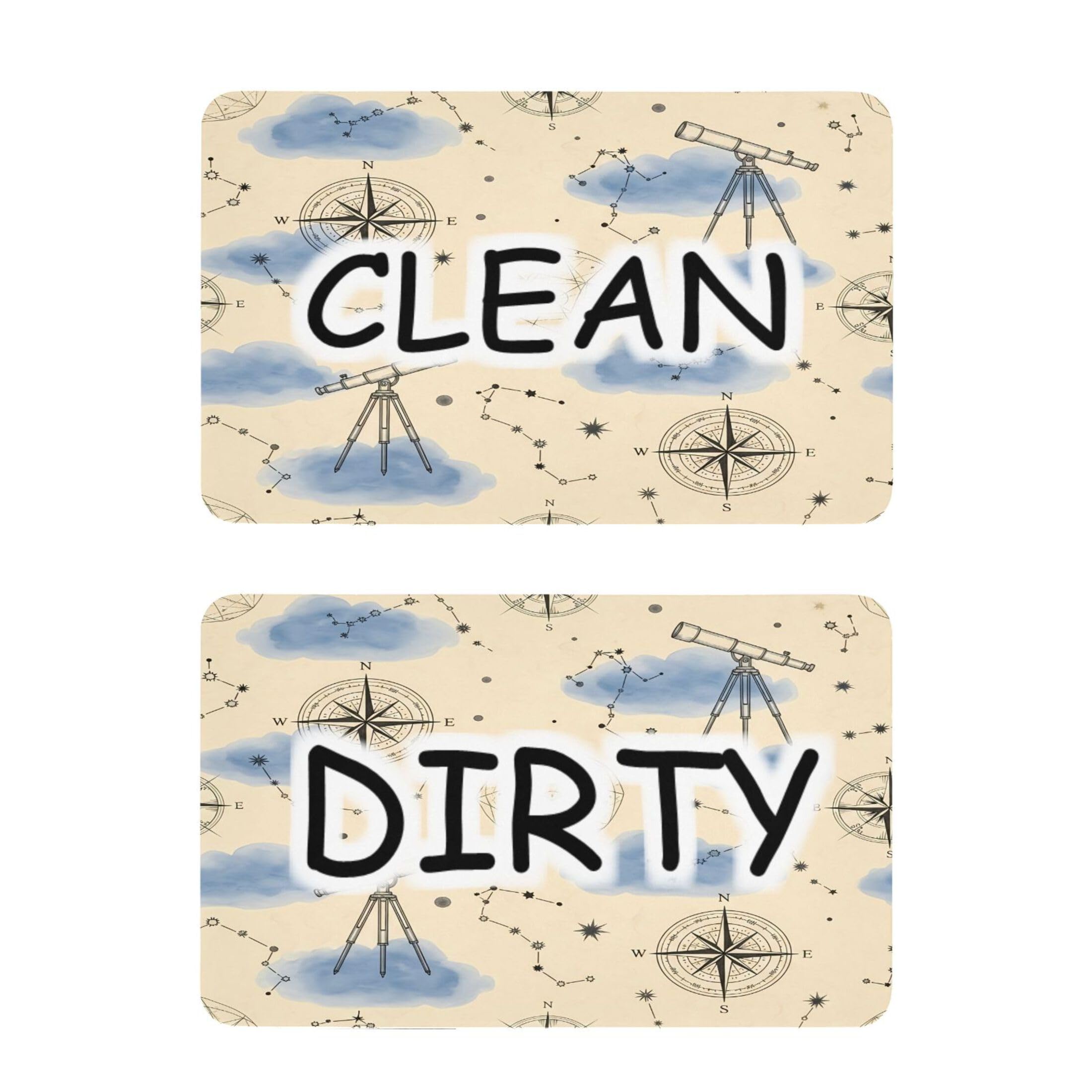 Kutsu Dishwasher Magnet Clean Dirty Sign Indicator, Telescope Fridge Magnet, Easy to Read, 2 Pack