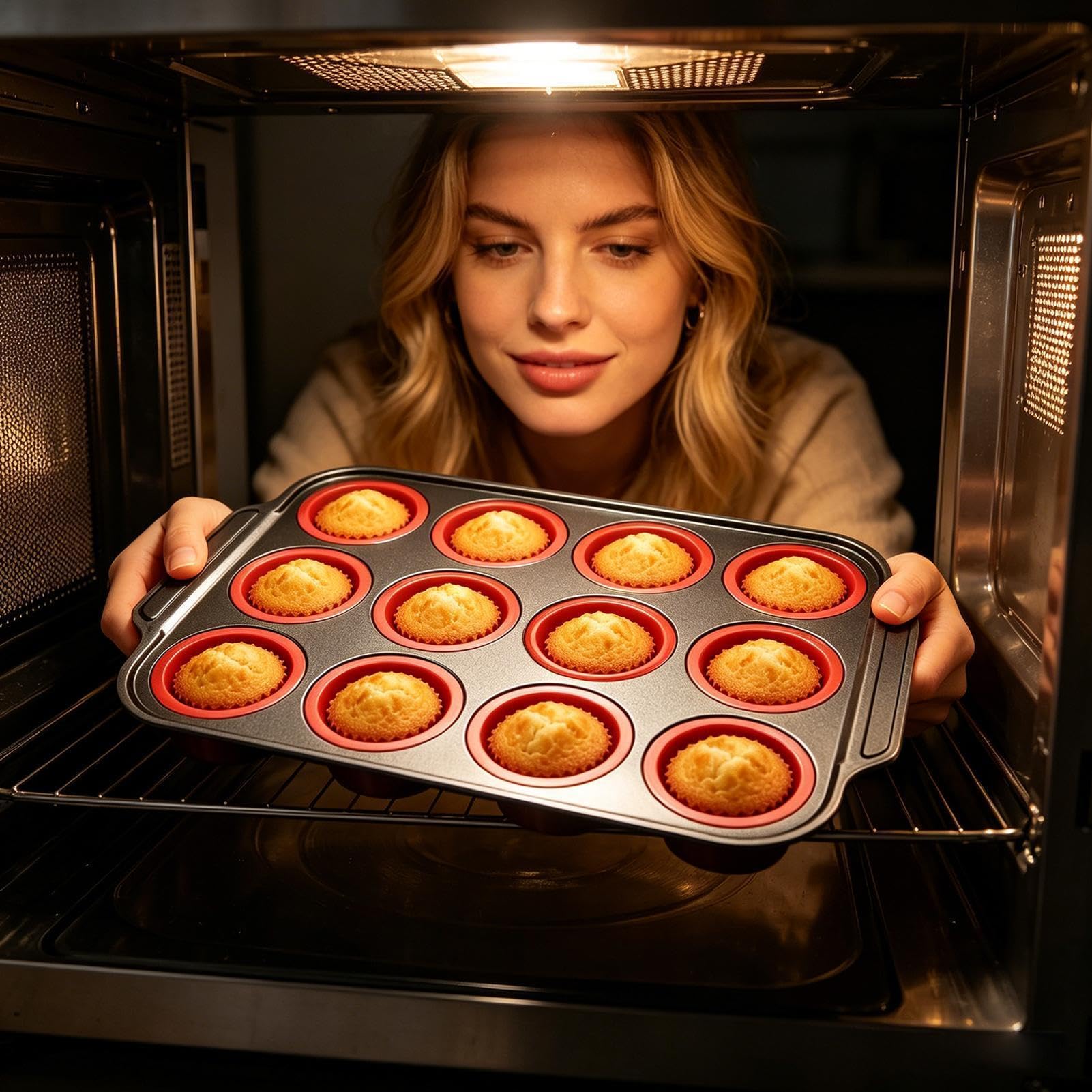 Molde De Silicona Para Muffins Bandeja De Moldes Para Hornear | Bandeja Antiadherente Para Cupcakes Para Muffins Postres Tartas Pasteles Tortillas Brownies Apartamentos Cocina Restaurante