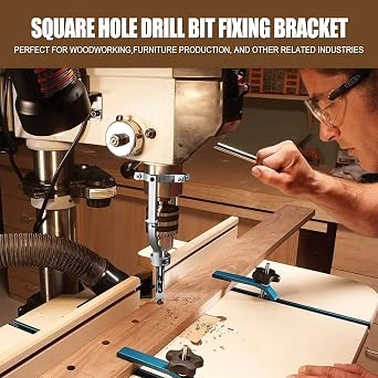 Woodworking Square Hole Drill Bits and Chisels Set With Adapter - Wood Mortising Chisel and Drill Bit for Mortising Machines (1/4, 5/16, 3/8, 1/2)