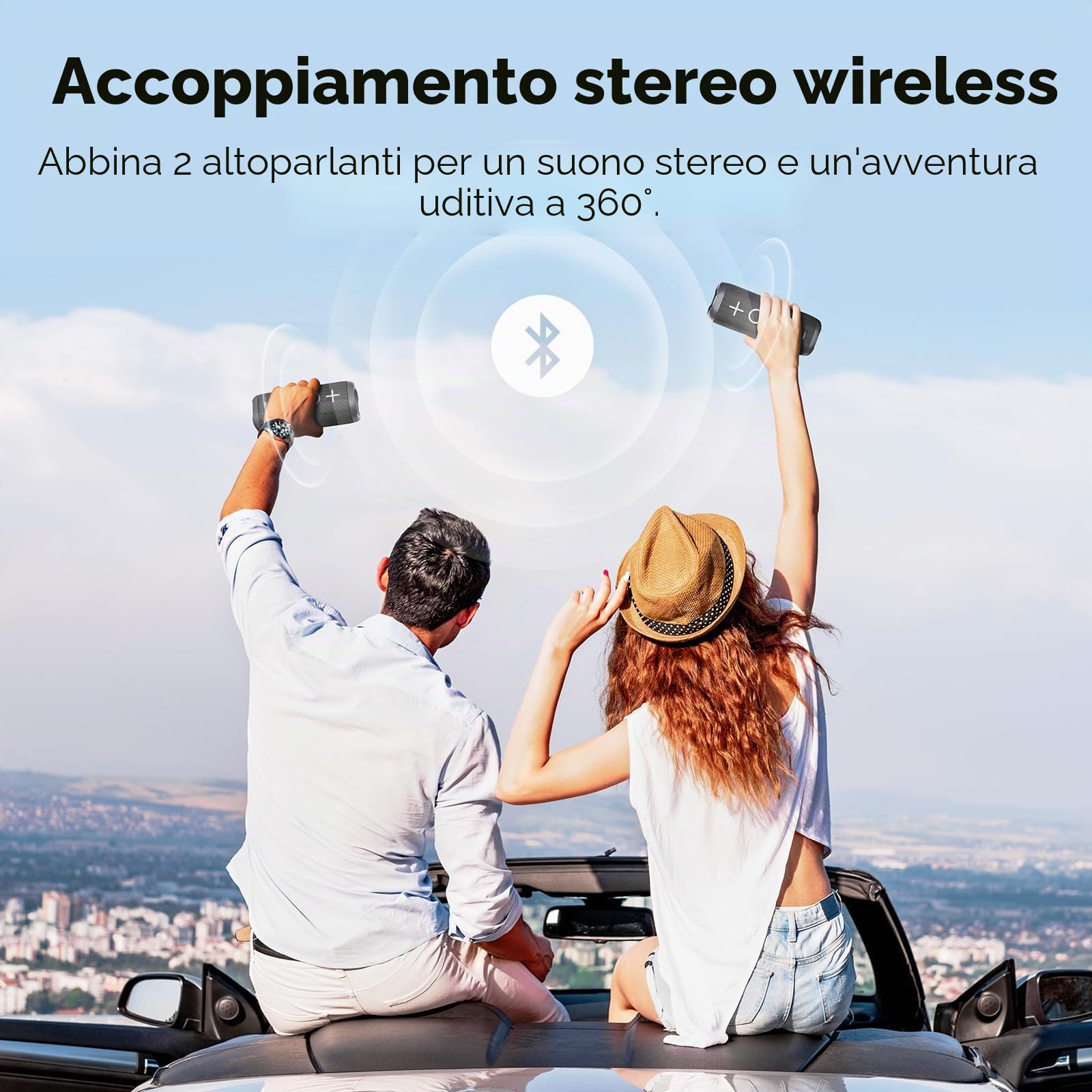 Tribit StormBox 2 Altoparlante Bluetooth da 34W con suono surround a 360°, tecnologia XBass, 24 ore di riproduzione, IPX7, altoparlante portatile senza fili da esterno con collegamento TWS