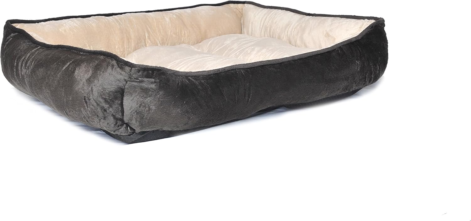HappyCare Textiles HCT REC-002 Classic Solid Rectangle Dog and Pet Bed, Large, Brown