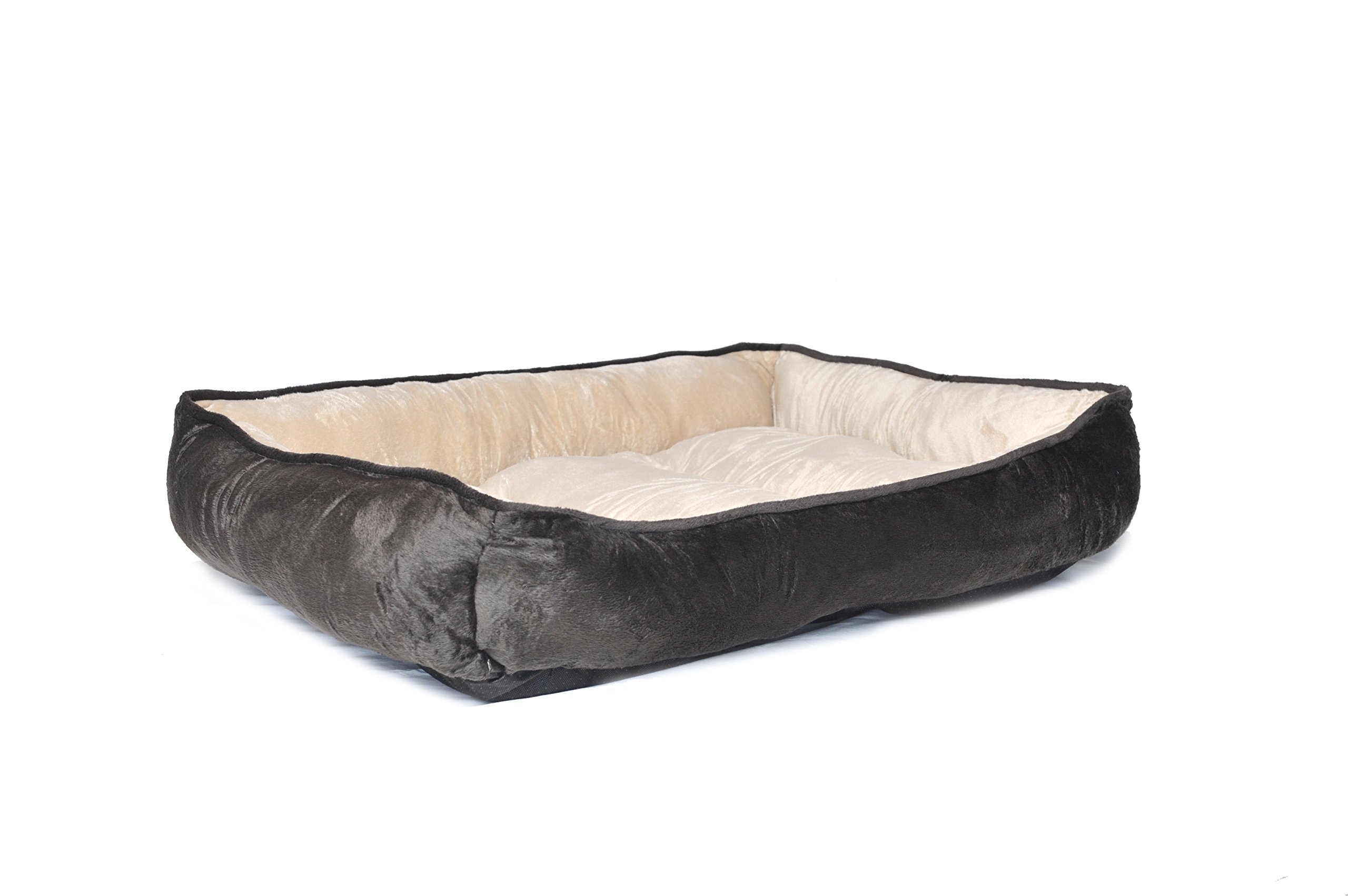 HappyCare TextilesHCT REC-002 Classic Solid Rectangle Dog and Pet Bed, Large, Brown