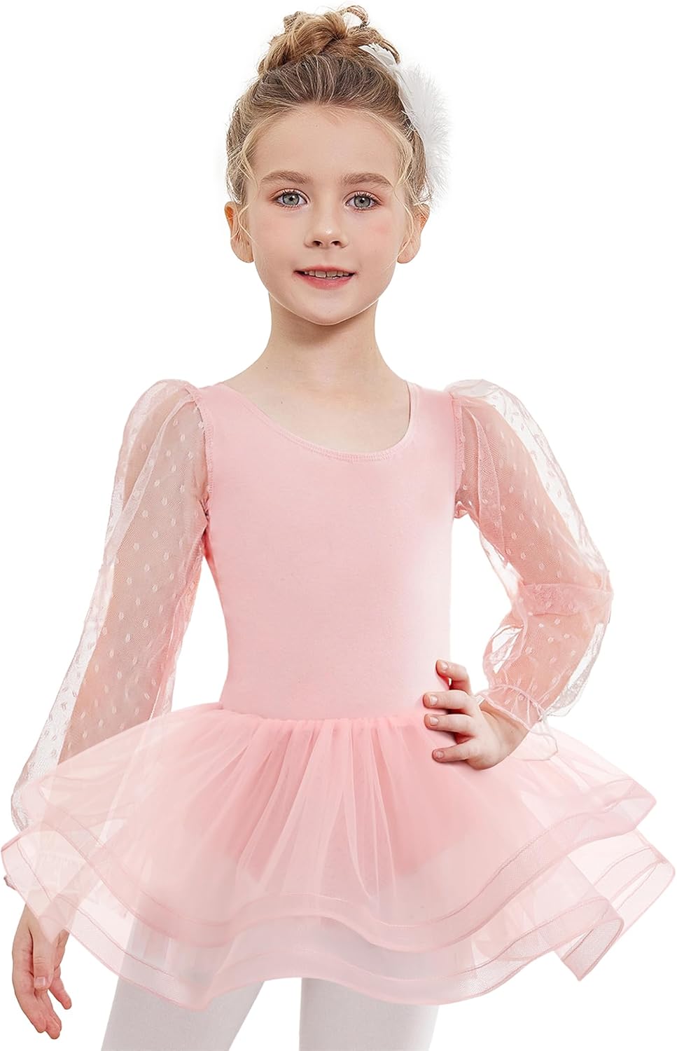Zaclotre Ballet Leotards for Girls Mesh Long Sleeve Toddler Tutu Dress Dance Outfit Ballerina Costume