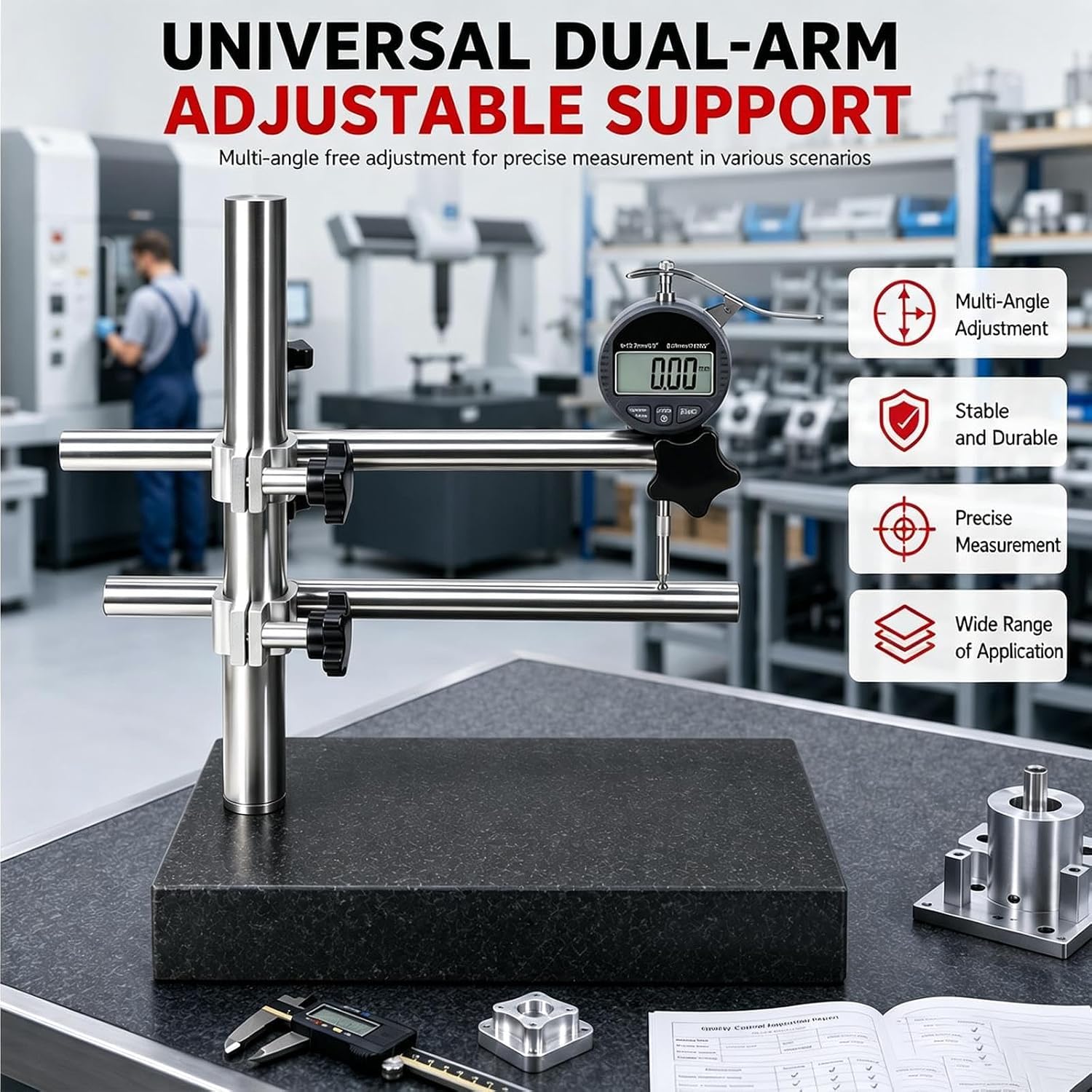 Medidor digital de espesor de pared, herramienta de medición de pared de botella de 0 a 12,7 mm, con soporte ajustable, para laboratorio. (1000%)