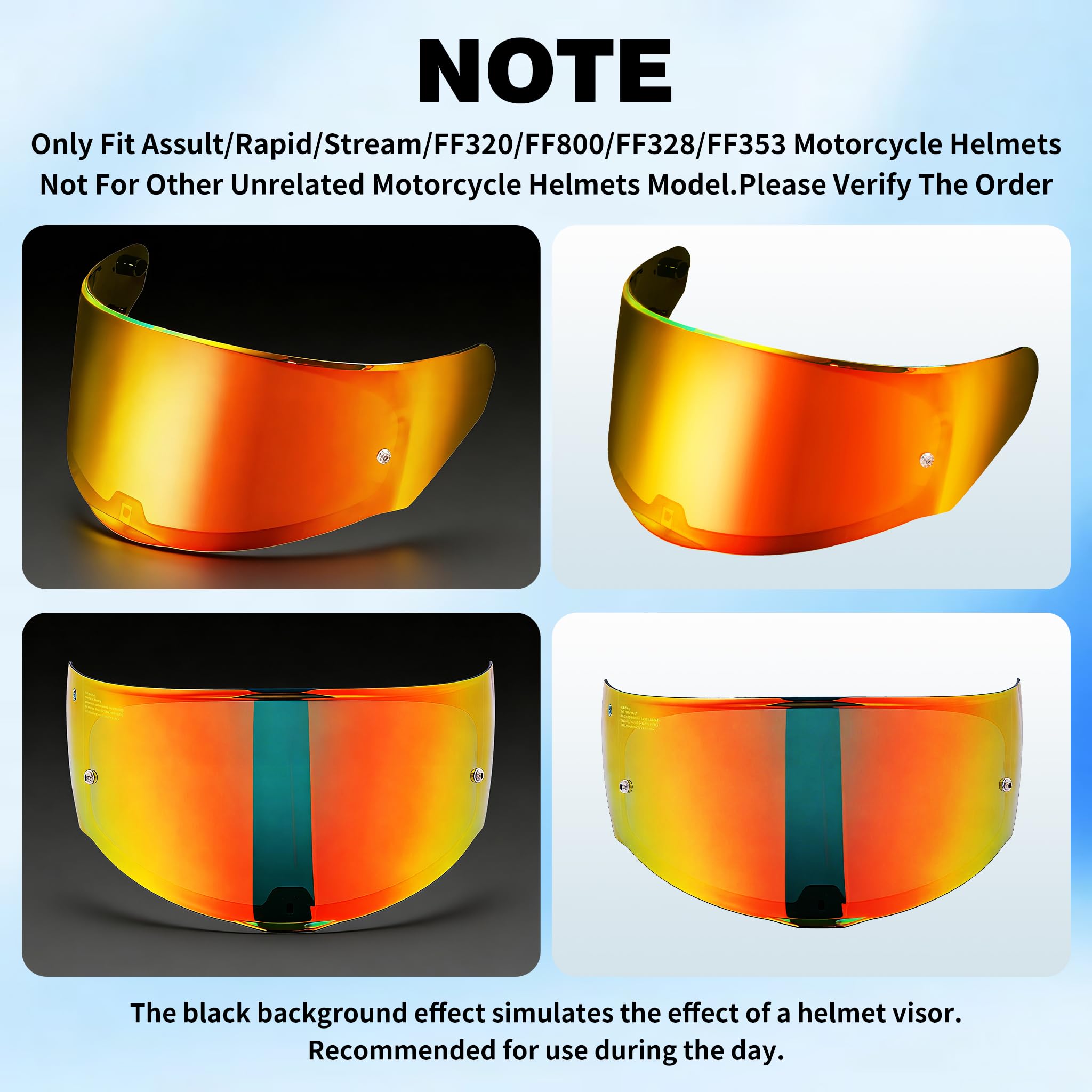 VCOROS Visera Casco Moto para FF328 FF353 FF800 | Visiera per Casco Integrale da Moto,Visera de Lente para Casco Protección contra Viento,Accesorios para Cascos de Moto