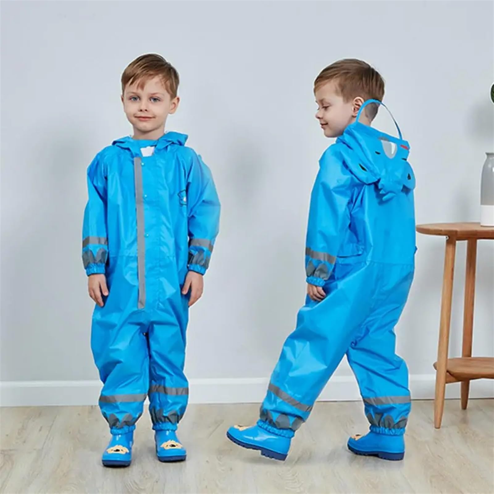 Chubasquero NiñO Chubasquero for niños y niñas, Mono Impermeable con Capucha, Ropa Impermeable y Pantalones for niños de 1 a 10 años, 1 ud.(Yellow,L)