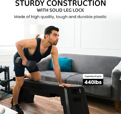 Miniatura 8 de HolaHatha Plataforma Compacta y Portátil para Paso Aeróbico, Equipo de Ejercicio y Fitness, Step Cardio con Altura Ajustable para Gimnasio en Casa