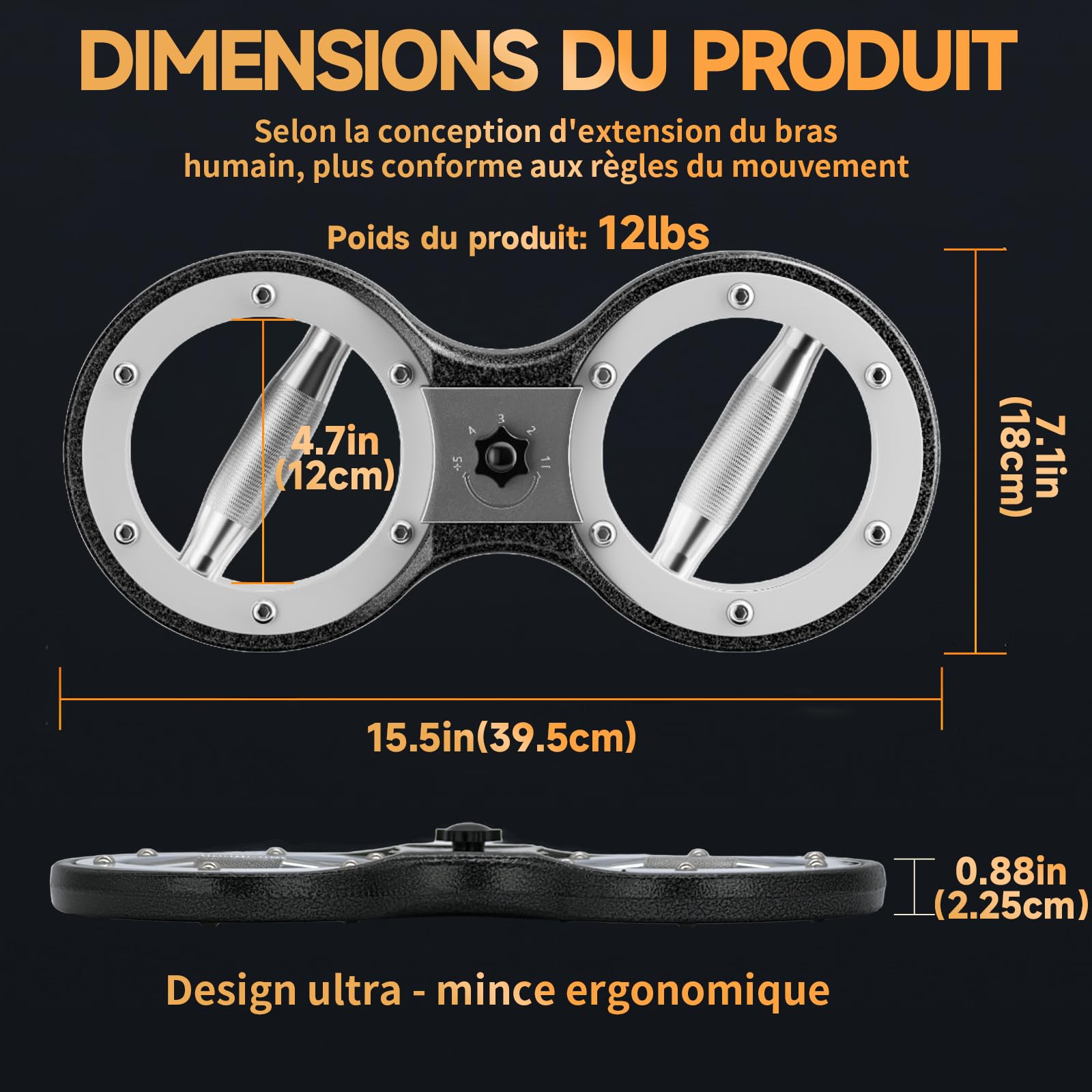 Machine à brûler 5.4kg Appareil d'exercice pour Les Bras Rotation à 360 degrés Appareil d'exercice pour Les Avant-Bras Résistance Réglable Multi-Fonctions Rotation Trainer Grip Trainer