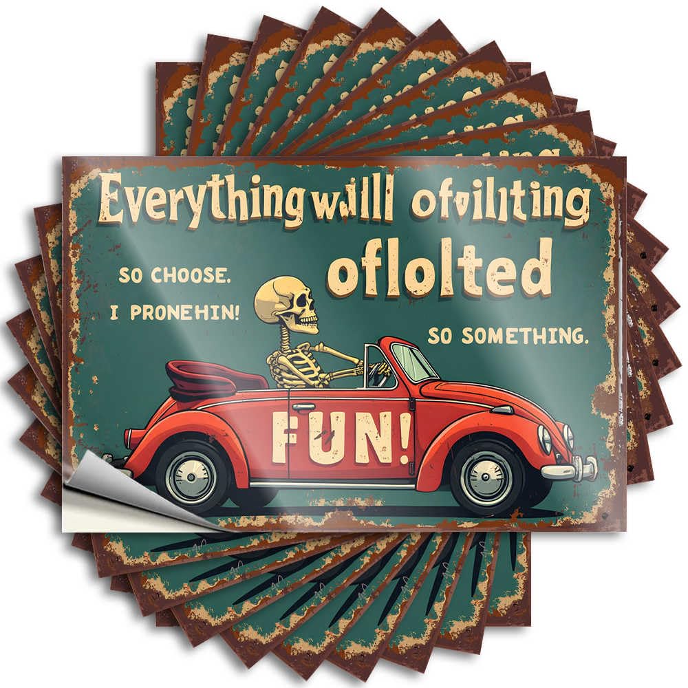 Skull in Convertible: Embrace Life's Unexpected Journeys! Sweet Camping Decorations - Decals Cover Removable Vinyl Decal(6X9CM)
