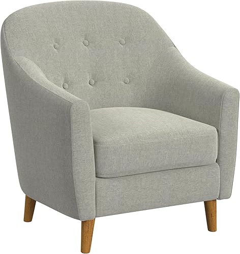 HomePop Modern Barrel - Silla decorativa, tamaño mediano, con botones, tejido sólido gris