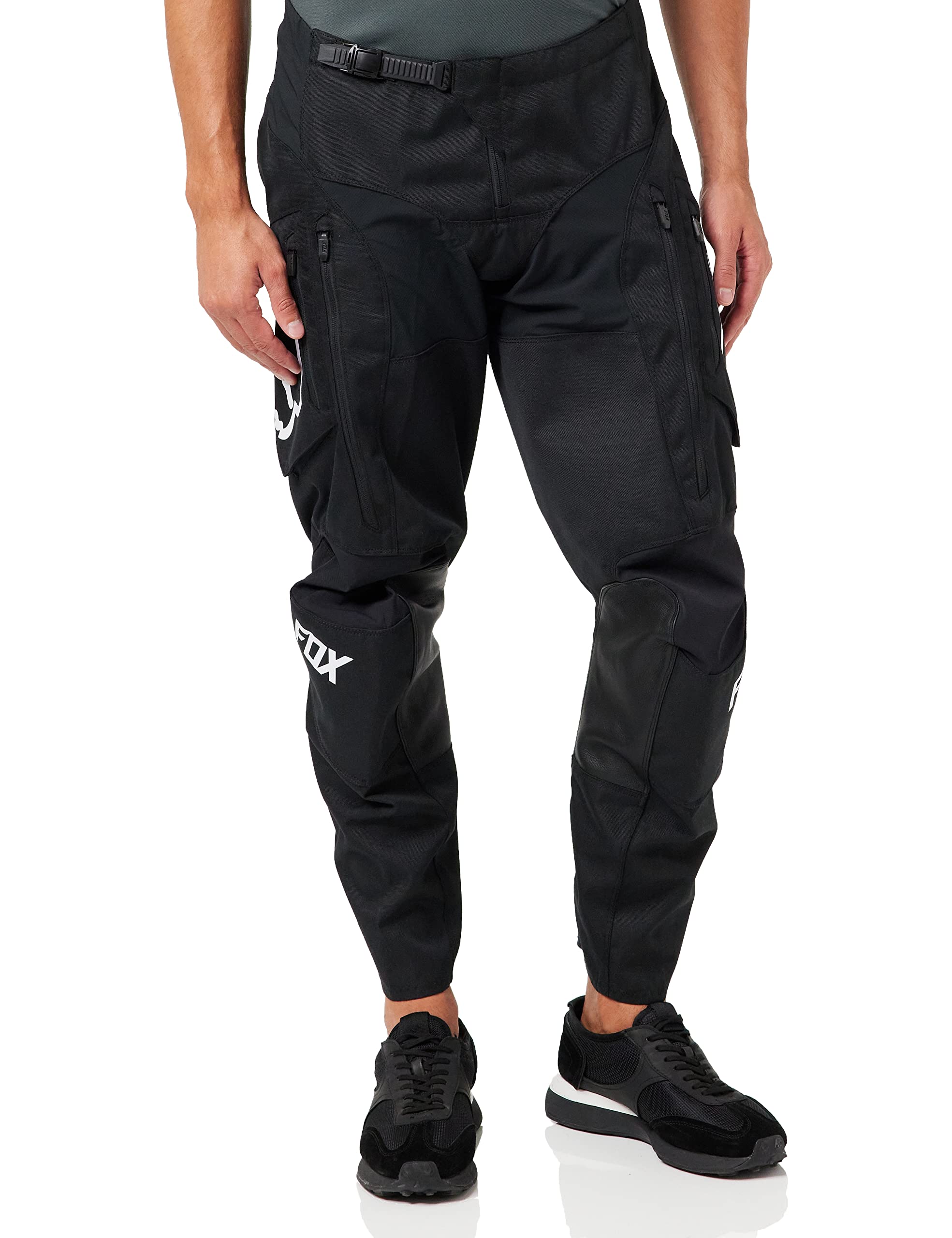 Fox Legion LT Pant Black – Motorradhose Größe 38, Mit Leder-Knieschonern, Atmungsaktiv, Over-the-boot
