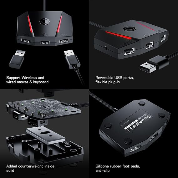 Tangxi VX2 AIMBOX Game Console Mouse and Keyboard Converter MNK Converter with 3.5mm Sound Jack App Control RGB Light Effects for X Box Series X/S for