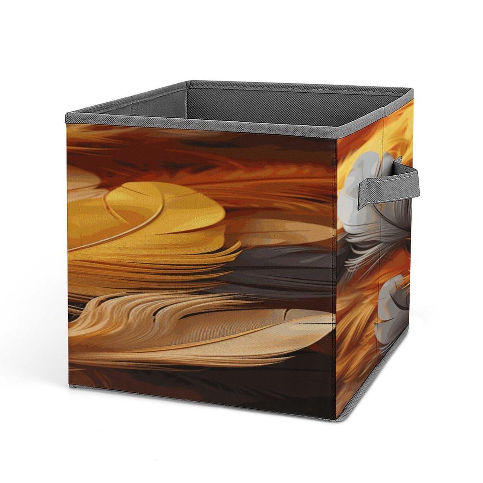 Fekiloot Style Gold And Orange Feathers Storage Bins Storage Baskets