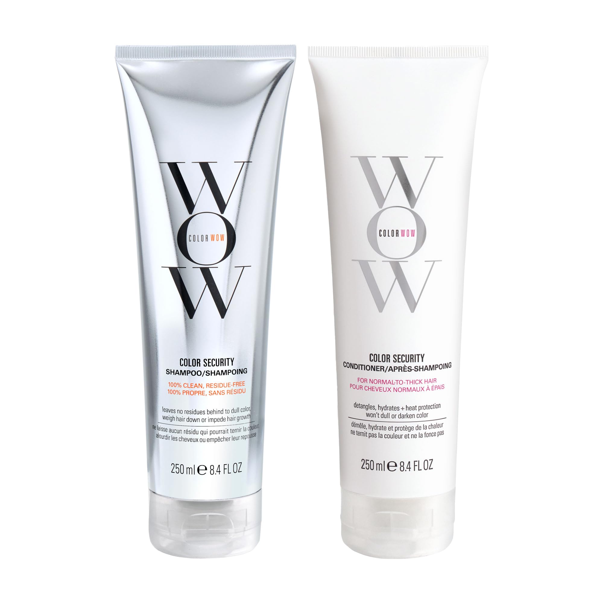 COLOR WOW Color Security Shampoo & Conditioner Duo – Sulphate-Free, Hydrating Cleanse + Moisture for Normal to Thick Hair | No Residue, Vegan, Cruelty-Free, 2 x 250ml