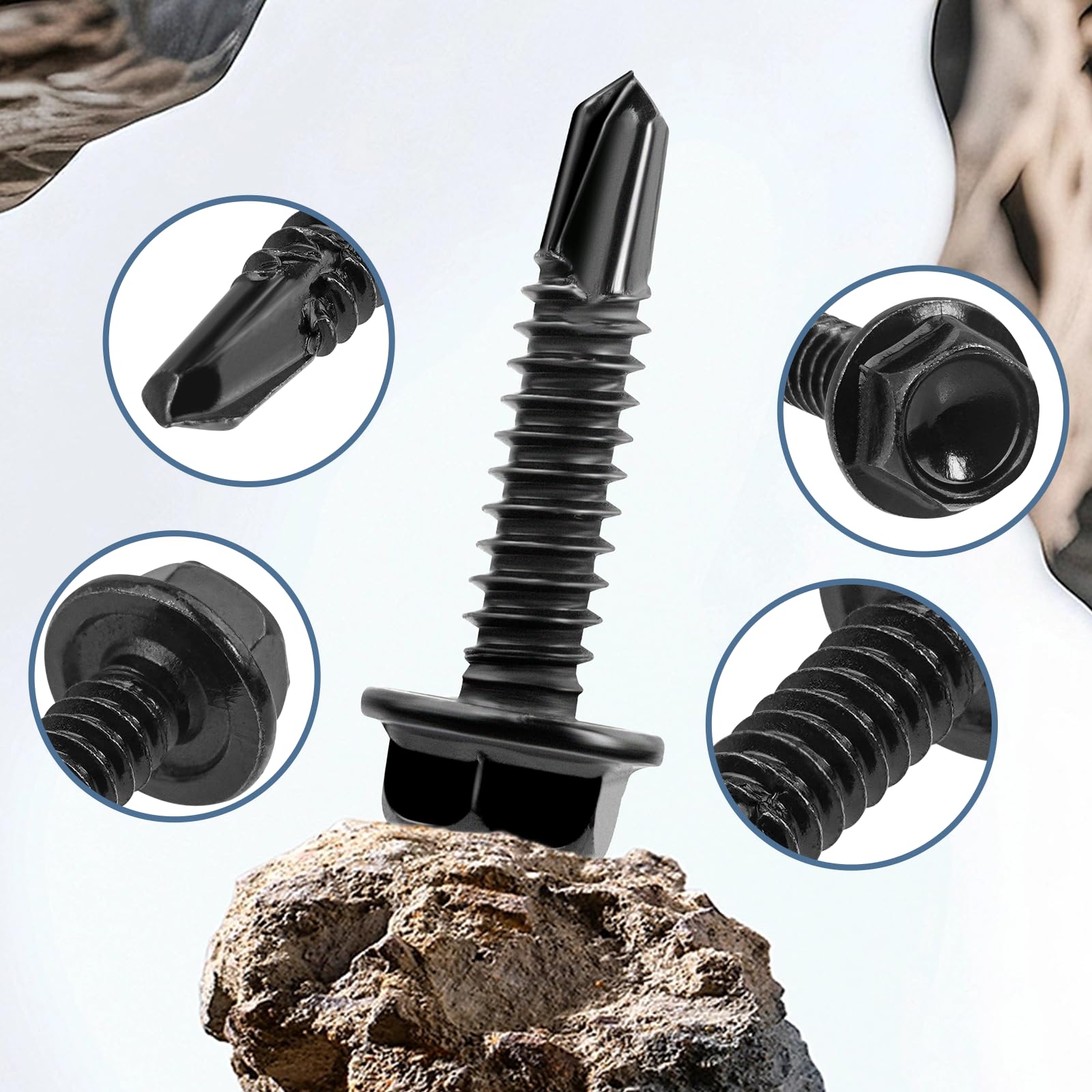 TXXATX M5.5x19 mm Self Drilling Screws for Metal 30 Pcs Hex Head Roofing Screws 410 Stainless Steel Self Tapping Screws Metal with Washers for Plastic Roof Sheet Trapezoidal Sheet Canopies Railings - Image 4