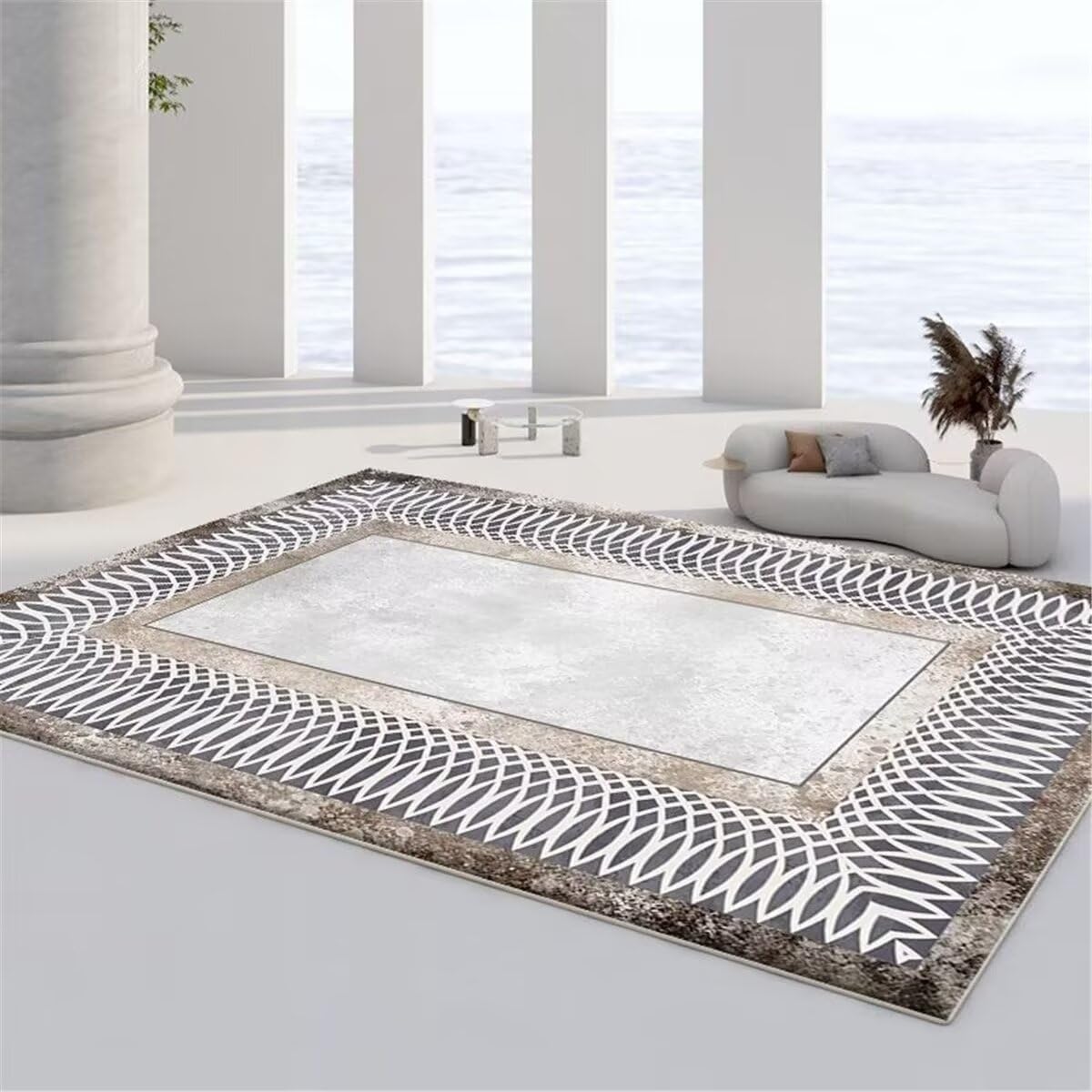 Tapis d'intérieur gris à bordures classique pour sublimer la deco de maison
